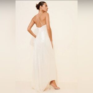 BHLDN Strappy Scoop-Neck Stretch Sequin Slim Maxi Dress Anthropologie XS